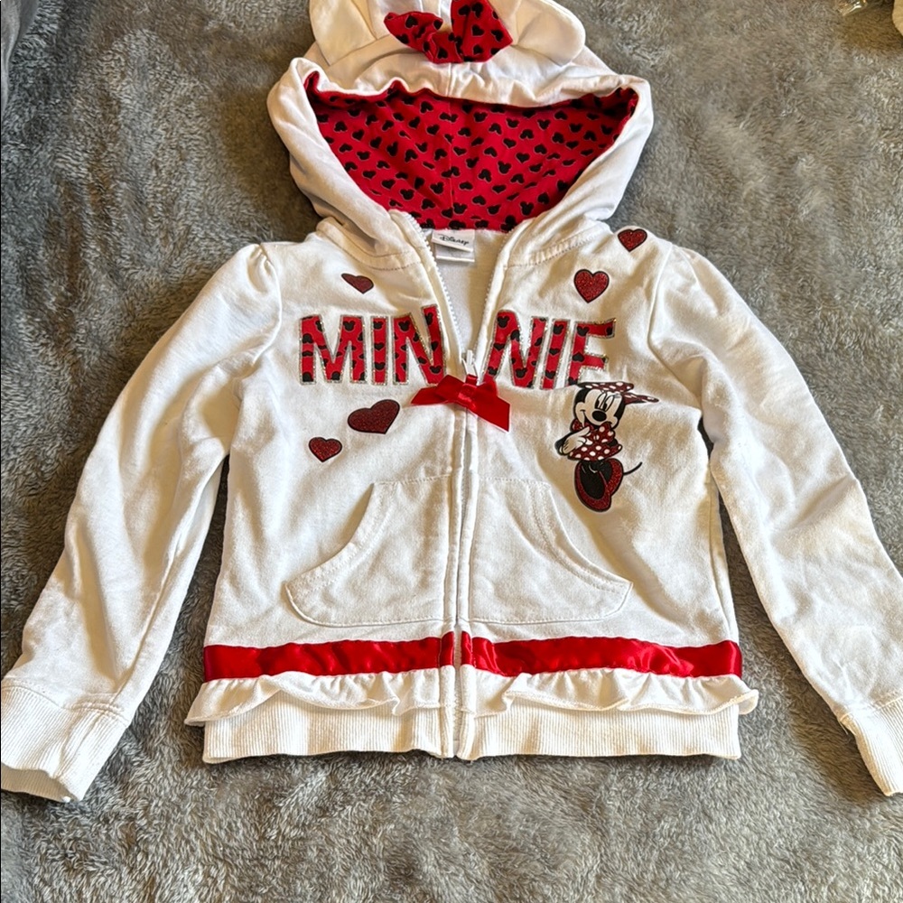 Minnie Mouse White and Red Kids Hoodie